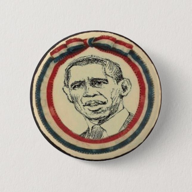 Obama Retro Ribbon Button (Front)