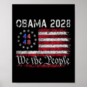 Obama Retro Vintage Us Flag 44 48 Patriotic 2028 P Poster