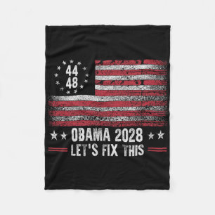 Obama Retro Vintage Us Flag Patriotic 2028 Politic Fleece Blanket