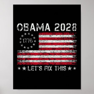 Obama Retro Vintage Us Flag Patriotic 2028 Politic Poster