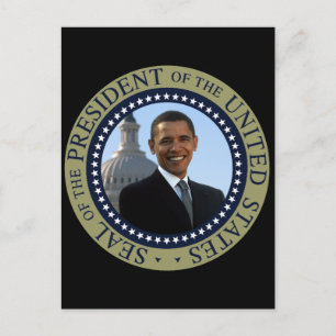 Obama Seal Gold Postcard