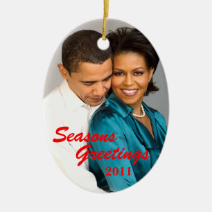 Obama Seasons Greetings Christmas Ornament