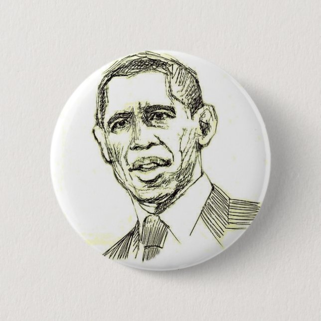 Obama Sketch Round Button (Front)