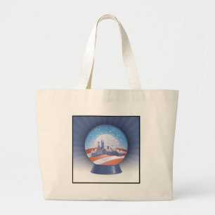 obama snow globe large tote bag