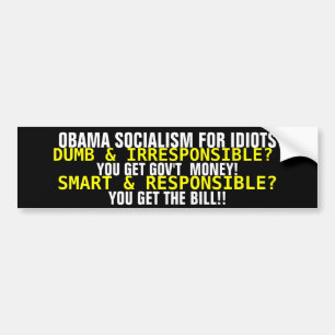 OBAMA SOCIALISM FOR IDIOTS... BUMPER STICKER