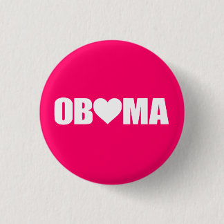 "'OBAMA' SPELLED WITH HEART" 3 CM ROUND BADGE