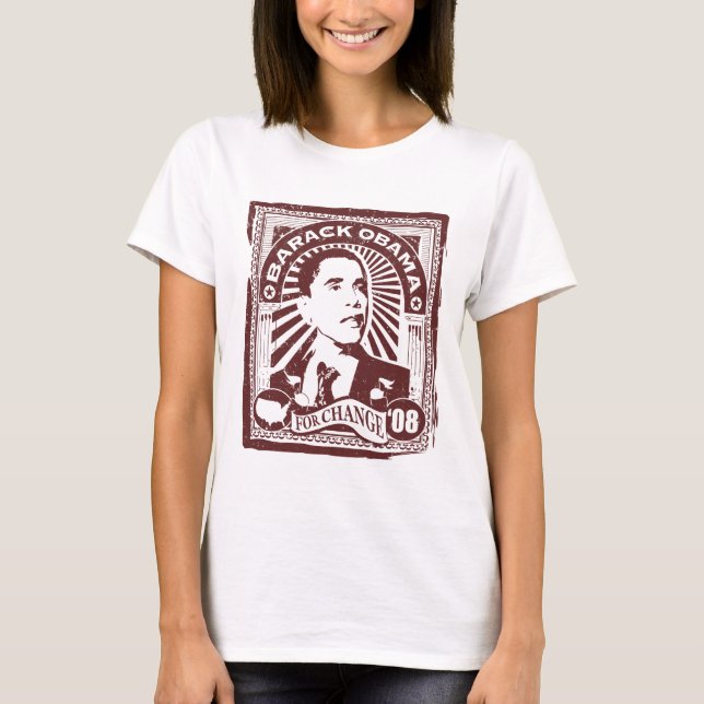 Obama Stamp (Pink) T-Shirt (Front)