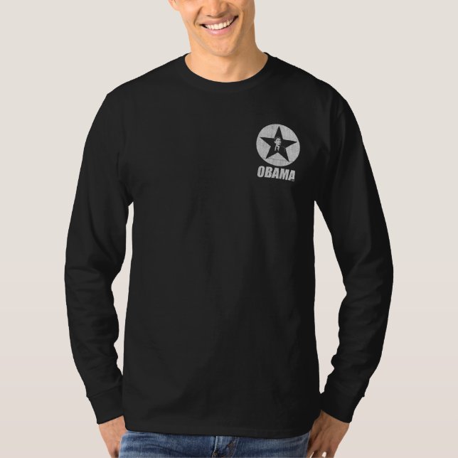Obama Star Men's Long Sleeve (Grey) T-Shirt (Front)