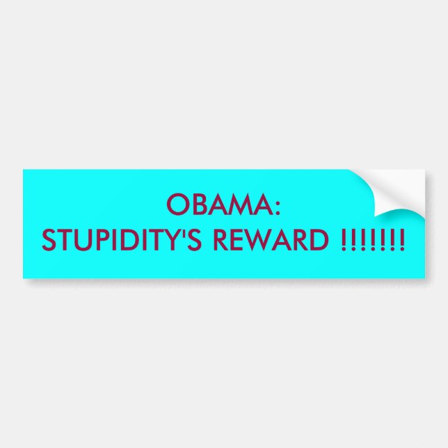 OBAMA:STUPIDITY'S REWARD !!!!!!! BUMPER STICKER (Front)