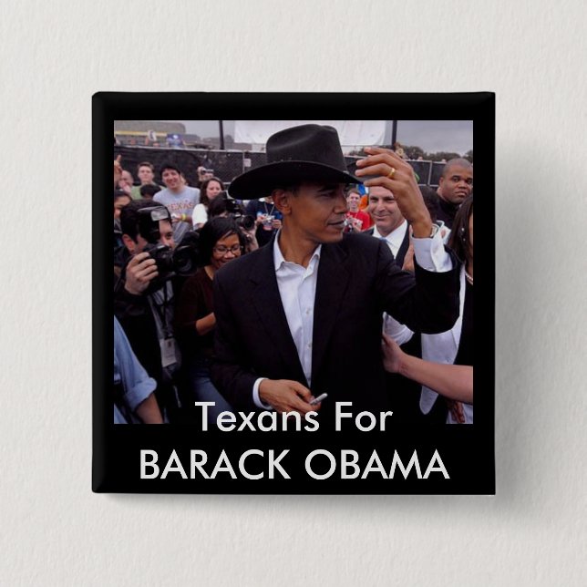 obama texas, Texans For BARACK OBAMA 15 Cm Square Badge (Front)