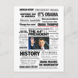 Obama: The 44th President Headline Collage Postcard