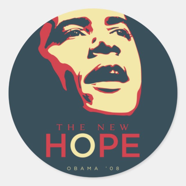 obama_the_new_hope_redblue_1024px classic round sticker (Front)