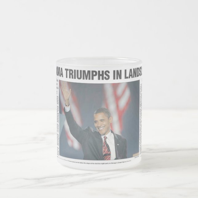 Obama Triumphs in Landslide Mug (Center)