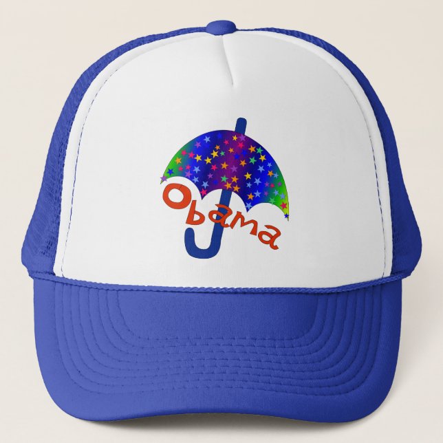 Obama Umbrella Inaguration Memento Trucker Hat (Front)