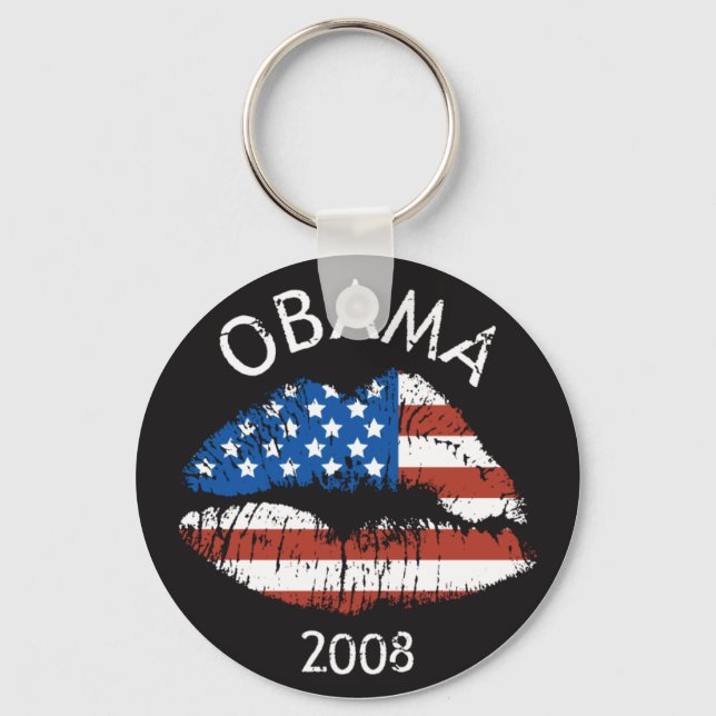 OBAMA US Flag Lips Keychain 89226 (Front)