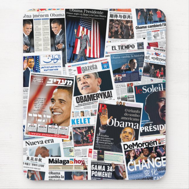 Obama Victory International Front Page Collage Mouse Mat (Front)