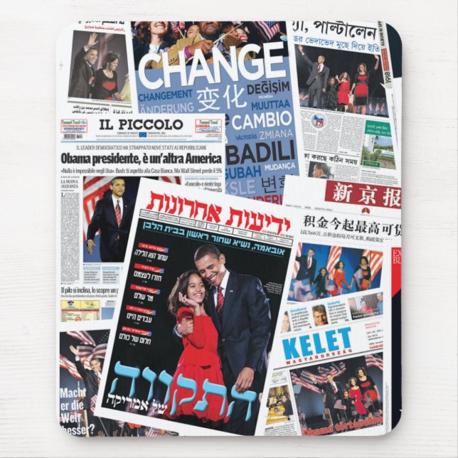 Obama Victory International Headline Collage Mouse Mat (Front)