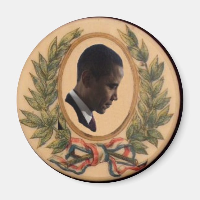 Obama Victory Laurels Button Magnet (Front)