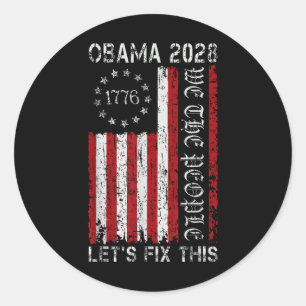 Obama Vintage Flag Retro Patriotic 2028 Political Classic Round Sticker