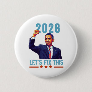 Obama Vintage Patriotic 2028 Political Protest Ral 6 Cm Round Badge