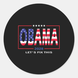 Obama Vintage Patriotic 2028 Political Us Flag Pro Classic Round Sticker
