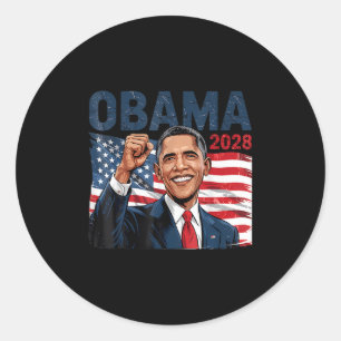 Obama Vintage President 2028 Obama Retro Flag Amer Classic Round Sticker