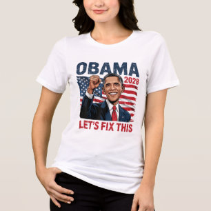 Obama Vintage Retro Patriotic 2028 Political Prote Tri-Blend Shirt