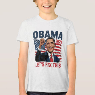 Obama Vintage Retro Patriotic 2028 Political Prote Tri-Blend Shirt