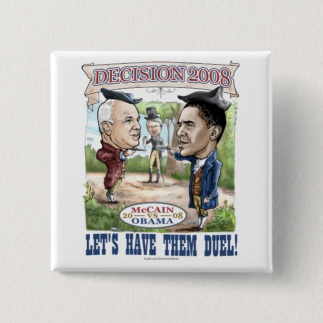 Obama vs McCain Duel o2008 15 Cm Square Badge (Front)