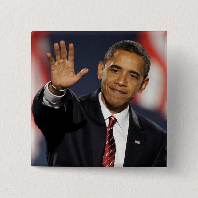 Obama-Wave 15 Cm Square Badge (Front)