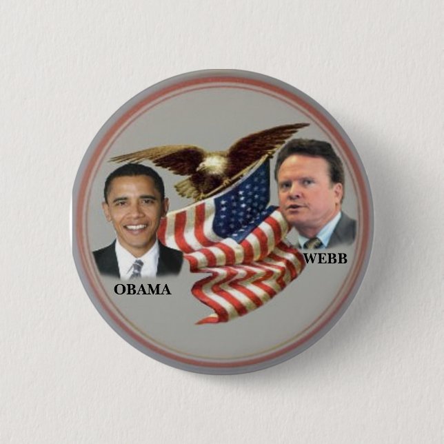 Obama/Webb Eagle Flag Button (Front)