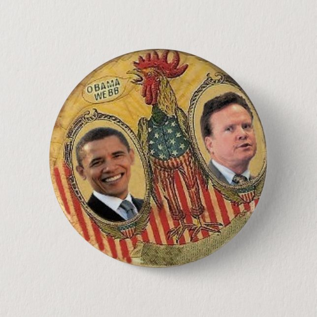 Obama Webb Retro Rooster Button (Front)