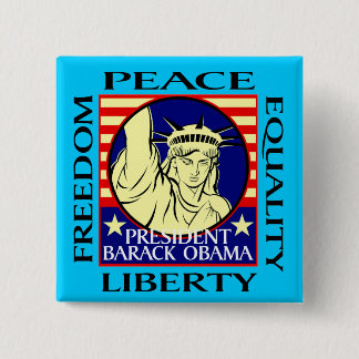 OBAMA WINS! 15 CM SQUARE BADGE