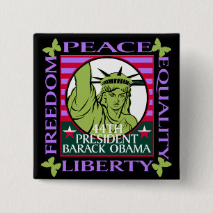 OBAMA WINS! 15 CM SQUARE BADGE