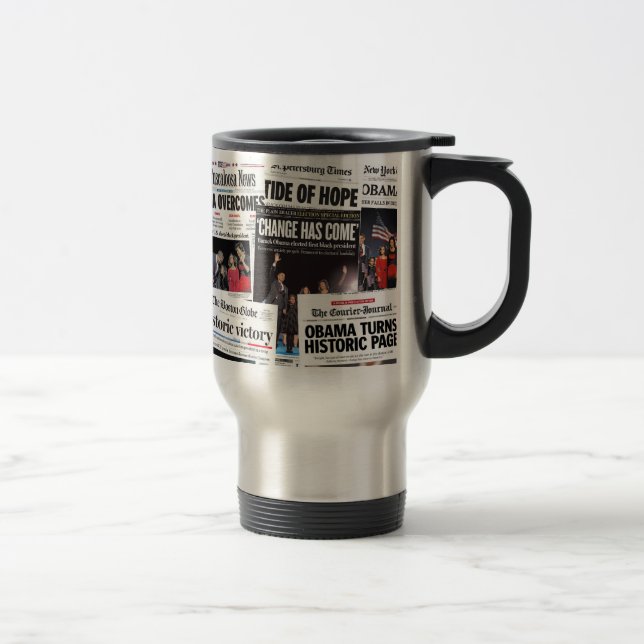 Obama Wins! Historic Newspaper Mug (Right)