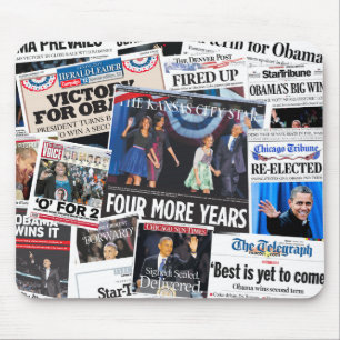 Obama Wins Re-Election Front Page Collage Mouse Mat