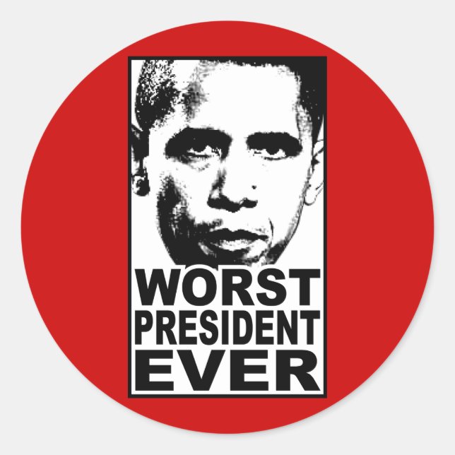 Obama Worst President Ever Classic Round Sticker (Front)