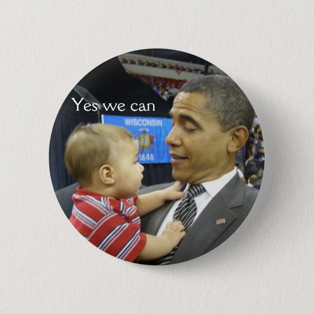 OBAMA Yes we can 6 Cm Round Badge (Front)