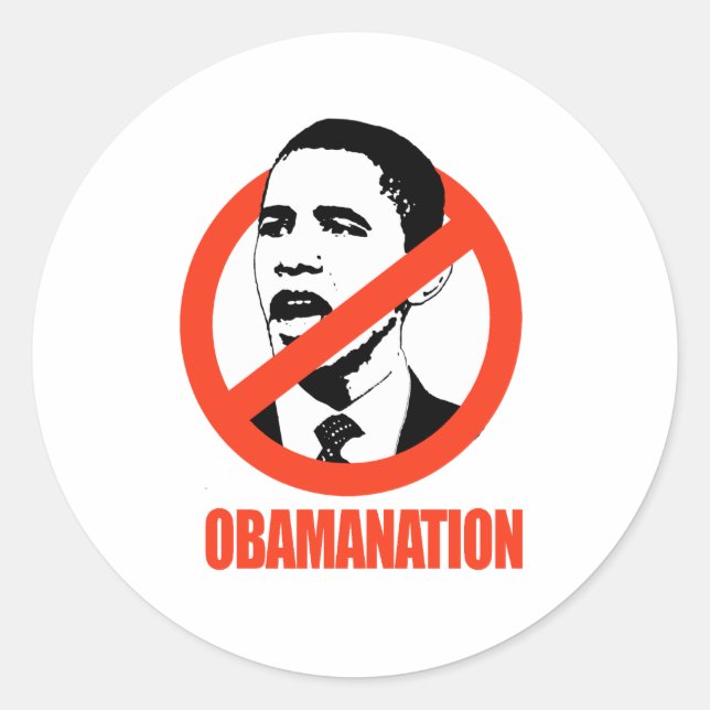 OBAMANATION T-SHIRT CLASSIC ROUND STICKER (Front)
