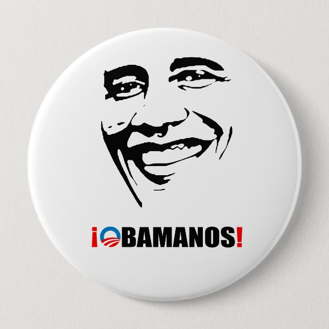 OBAMANOS 10 CM ROUND BADGE (Front)