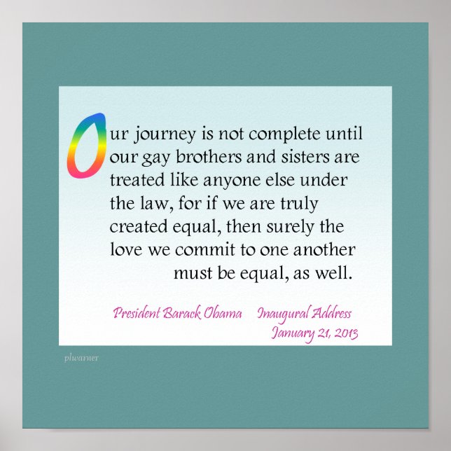 Obama's Inaugural Address - LGBT Poster (Front)