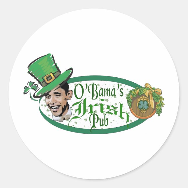 Obama's Irish Pub Classic Round Sticker (Front)