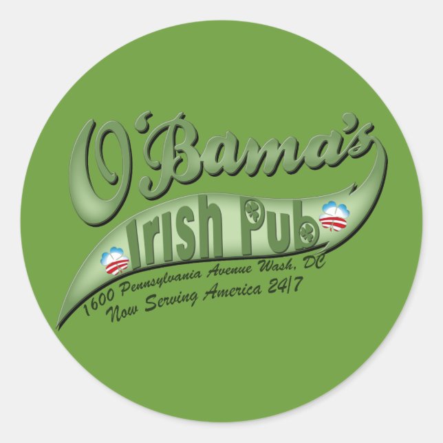 O'bama's Irish Pub Classic Round Sticker (Front)