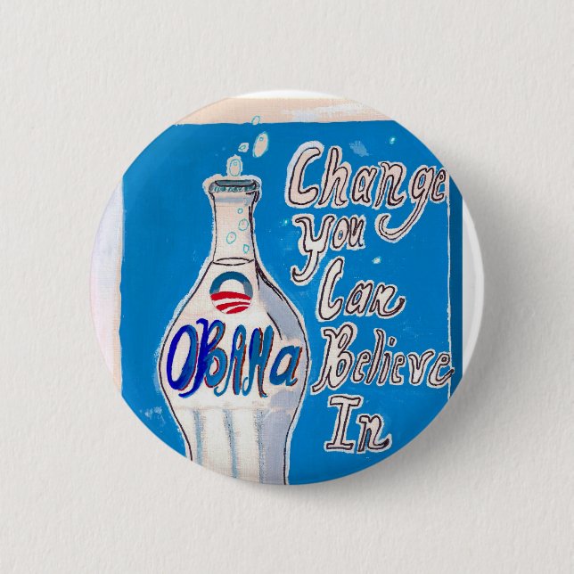 obamawaterdeepblue 6 cm round badge (Front)