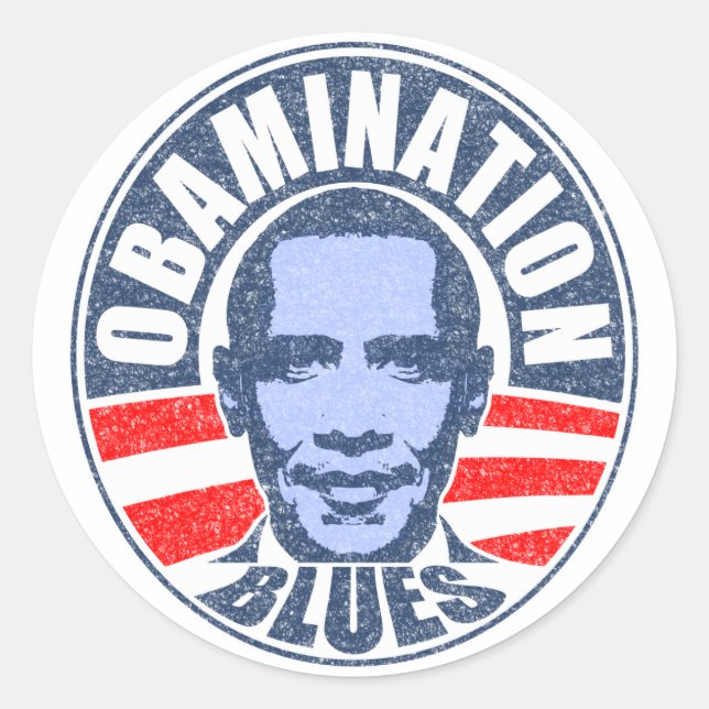 Obamination Blues Classic Round Sticker (Front)