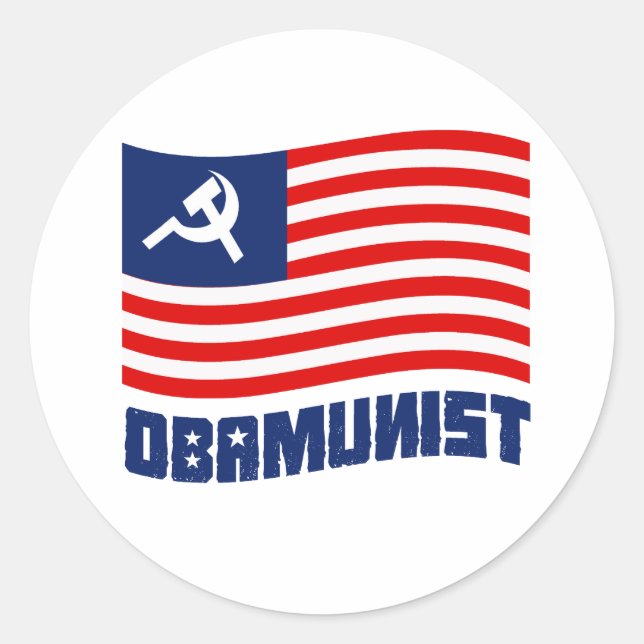 Obamunist blue classic round sticker (Front)