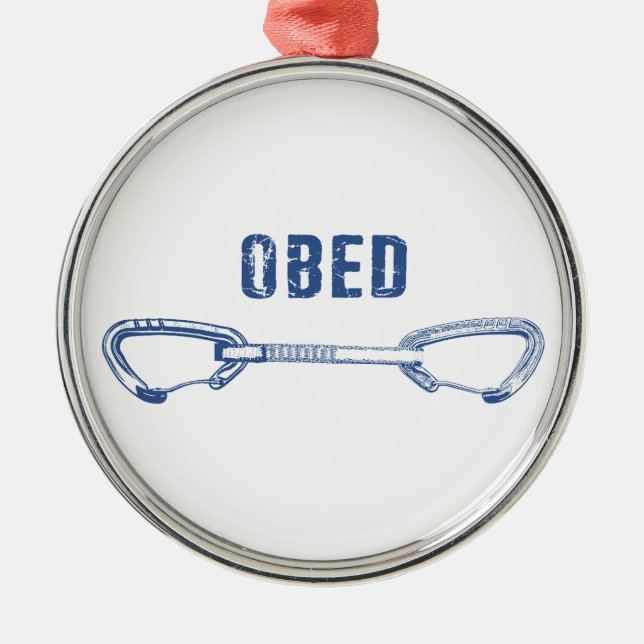 Obed Rock Climbing Quickdraw Metal Tree Decoration (Front)