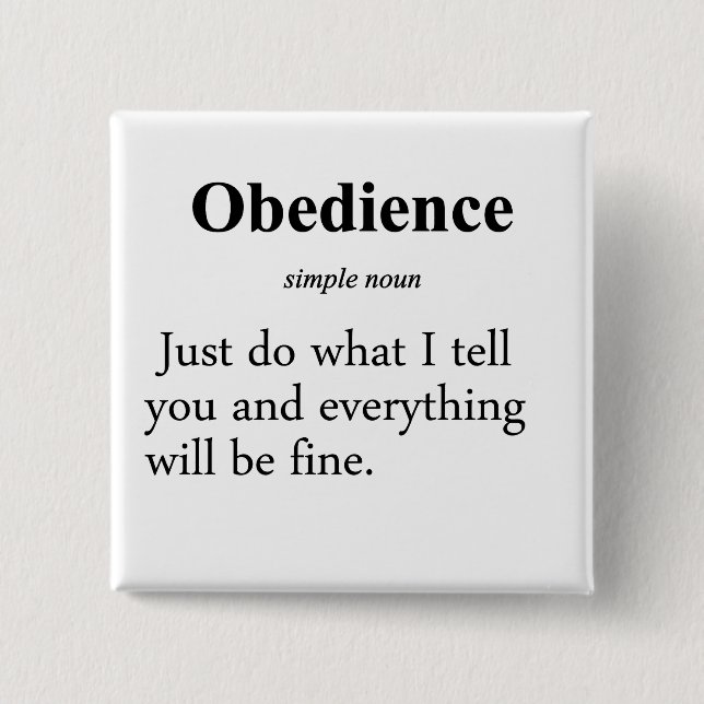 Obedience Definition 15 Cm Square Badge (Front)