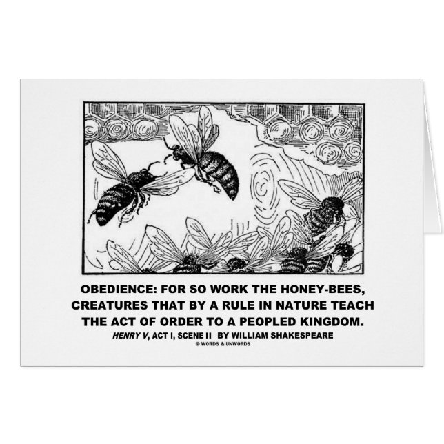 Obedience Work Honey-Bees Henry V Shakespeare (Front Horizontal)