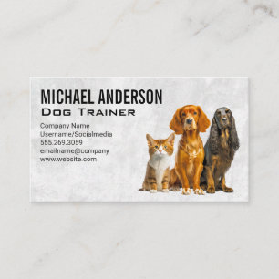 Obedient Dogs Sitting   Animal Trainer  Business Card